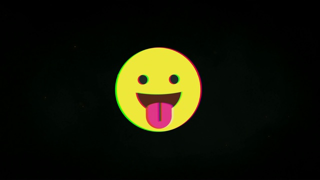 快乐微笑hud全息符号在数字老电视屏幕无缝回路故障动画。视频素材