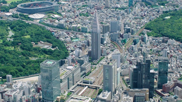 4k日本航空摄影东京新宿航空，新宿，日本视频素材