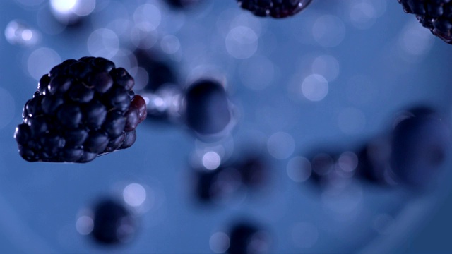 黑莓和蓝莓。缓慢的运动。视频下载
