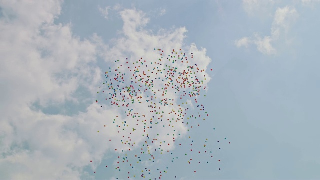 气球飞向天空视频素材