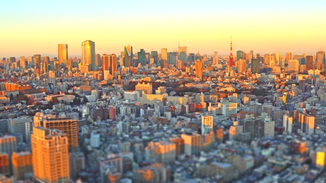日落时分的东京市景视频素材