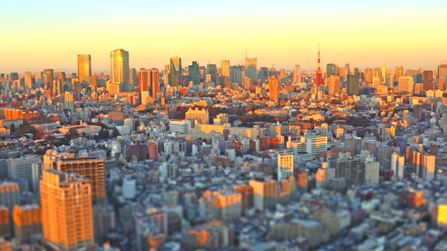 日落时分的东京市景-缩小视频素材