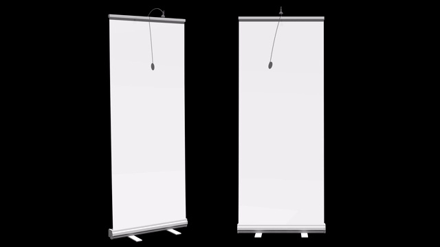 Blank Roll Up Banner Stands。贸易展展位空白。视频下载