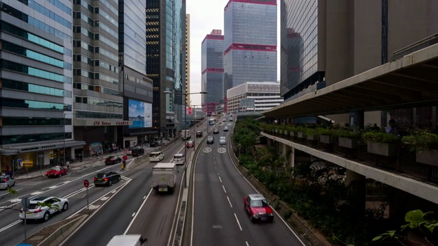4K延时(4096x2160):香港市区高速公路交通延时。4K交通视频素材