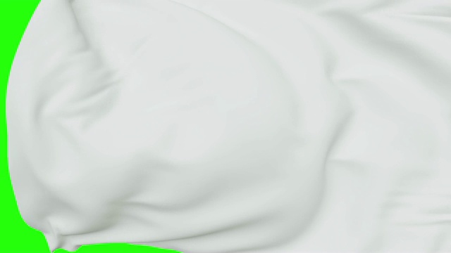 白色的纺织品飞走了，孤立在绿色的屏幕上色度键，波浪时尚的背景，揭幕式，布料落下，窗帘涟漪视频素材