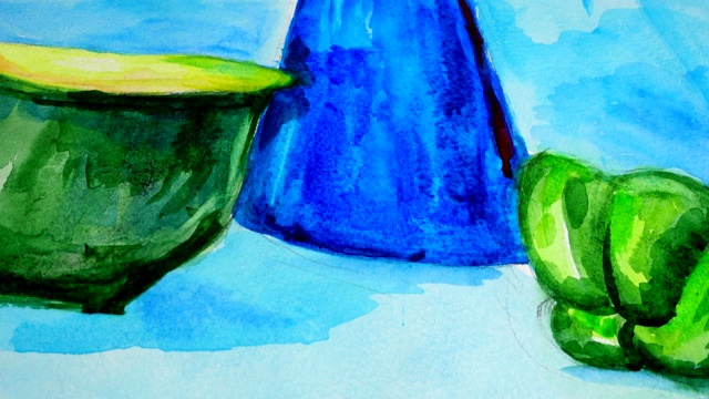 花瓶和甜椒的静物画。视频下载