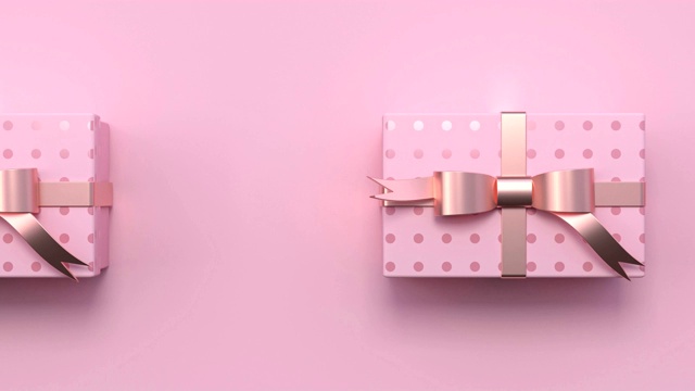 最小抽象运动动画金属玫瑰金形状3d渲染粉色场景平面lay礼物盒圣诞假期概念视频下载