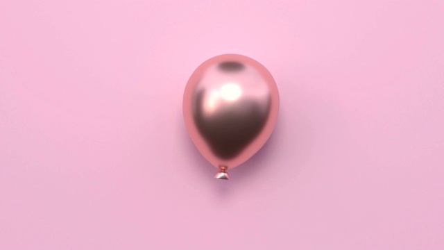 最小抽象运动动画金属玫瑰金形状3d渲染粉色场景扁平lay气球圣诞假期概念视频下载