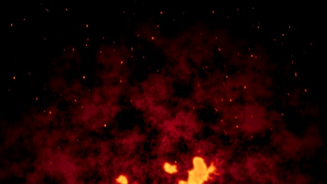 红色的火苗伴随着烟雾迸出火花。视频素材