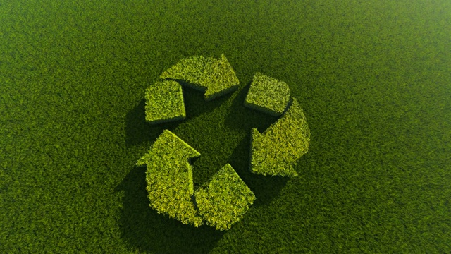 绿色草制成的回收标志视频素材