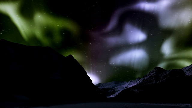 冬季山上的北极光-时间流逝极光(北极光)视频素材