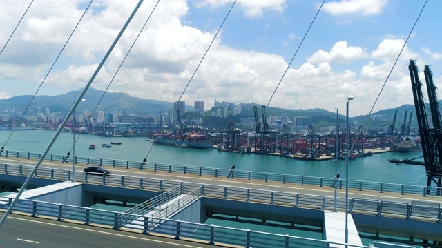 香港货柜码头的开放视图视频素材