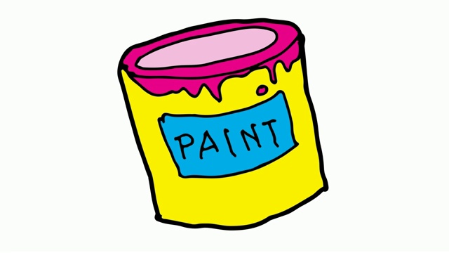 孩子们画白色背景与油漆罐的主题视频素材