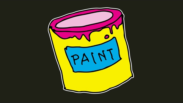 孩子们画黑色背景与油漆罐的主题视频素材