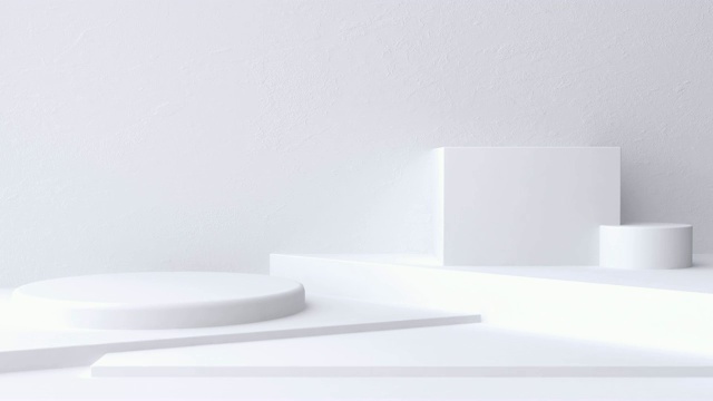 白色场景墙地板最小的空白空间几何3d渲染运动视频素材
