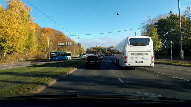 在芬兰赫尔辛基的高速公路上开车视频下载