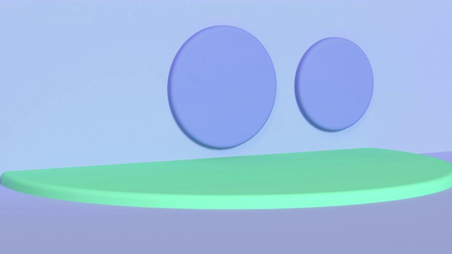 紫色/蓝色绿色场景3d渲染运动抽象几何空白背景墙地板视频素材