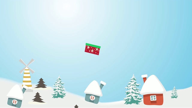 圣诞树的背景，用礼盒和圣诞老人的快乐和小鹿装饰的圣诞树，动画抽象的圣诞礼物问候明信片。视频素材