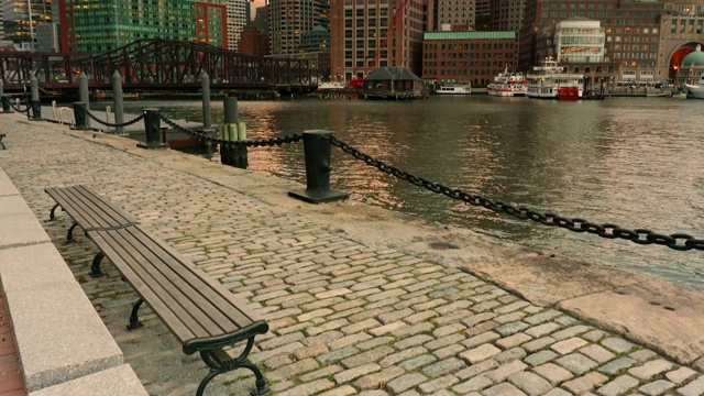 美国马萨诸塞州日出时的波士顿城市天际线视频素材