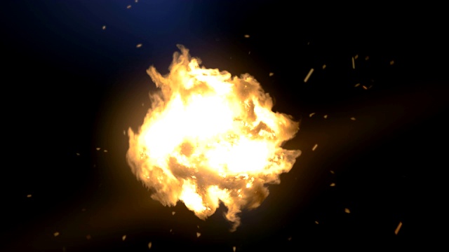 计算机生成的漩涡魔术爆炸与发光的火花和黑烟。3 d渲染。4K，超高清分辨率。视频素材