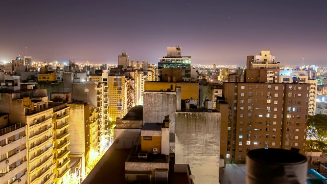 Timelapse阿根廷córdoba城市在夜晚移动Timelapse视频素材