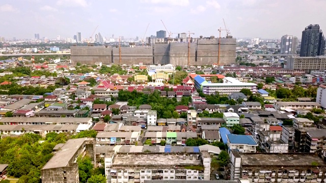 鸟瞰图拍摄的工作工地在曼谷视频素材