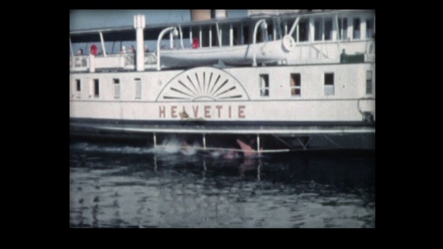 1962年，在瑞士湖上航行的海尔维蒂号划艇视频下载