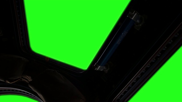 (ISS)国际空间站的绿色屏幕窗口。视频素材