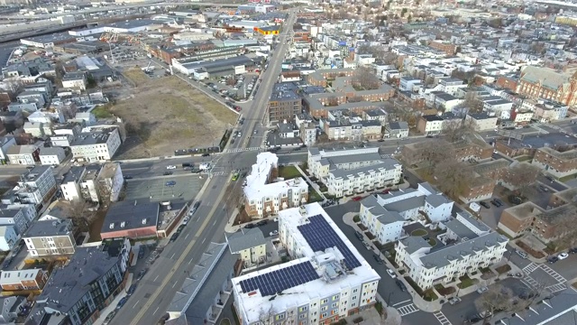 波士顿，马萨诸塞州天际线空中从南波士顿3视频下载