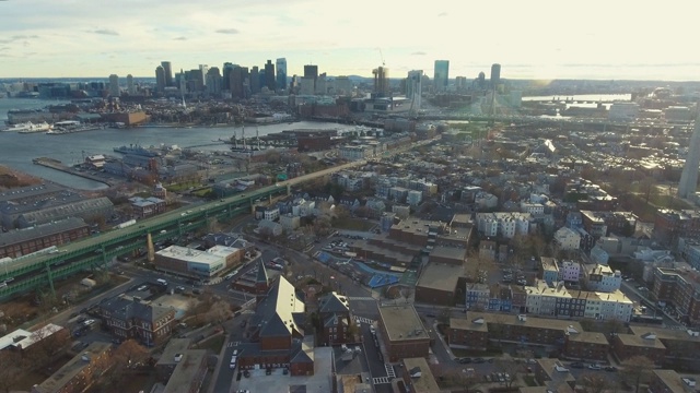从北空中拍摄的波士顿天际线左3视频素材
