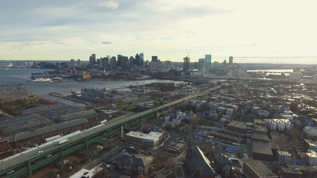 波士顿天际线从北空中向左滑动视频下载