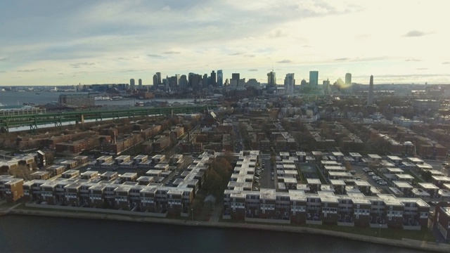 波士顿天际线从北空中向下倾斜视频下载