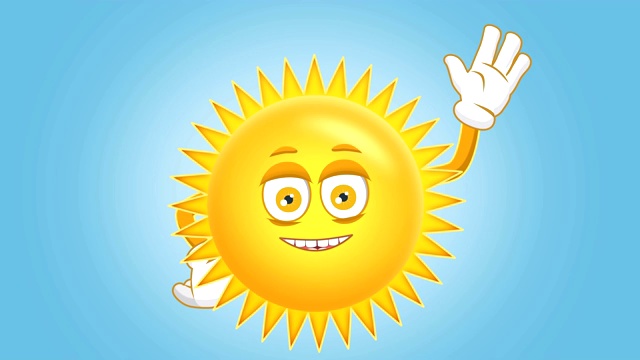 卡通可爱的太阳嗨欢迎欢迎与阿尔法Matte儿童动画的脸问候视频素材