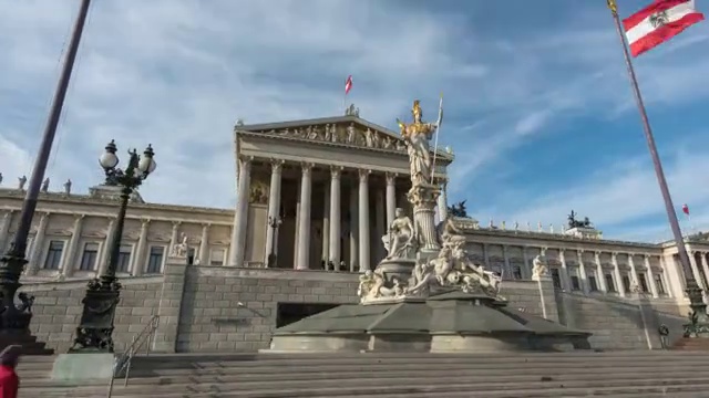 奥地利议会大厦的超延时，维也纳，奥地利，欧洲。——延时视频素材