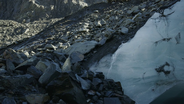 水从融化的冰川上流动的岩石/帕尔默，阿拉斯加，美国视频素材