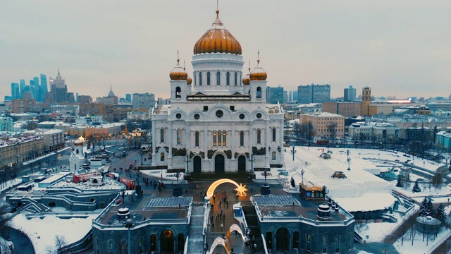 莫斯科基督救世主大教堂鸟瞰图视频下载