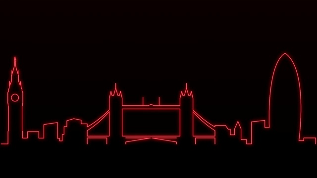 伦敦灯光线天际线动画视频下载