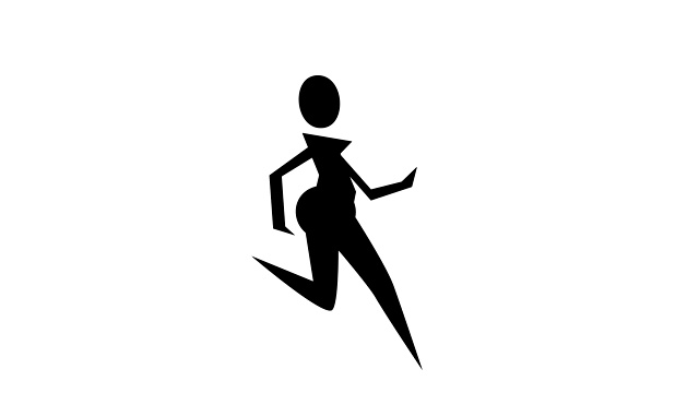 扁黑棍人物女子跑循环卡通人物动画视频素材
