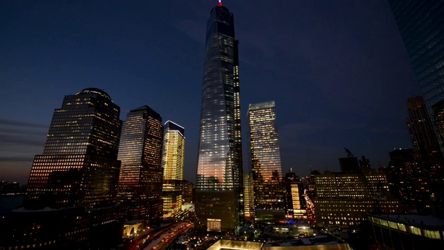 时间流逝，自由塔，曼哈顿，纽约，美国视频下载