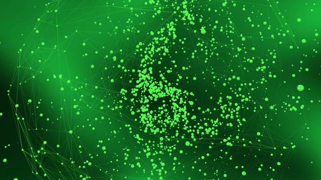 绿色背景与旋转丛和粒子出生视频下载