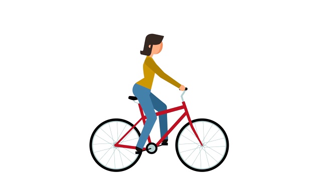 简笔画人物象形文字女孩骑自行车人物扁平动画视频素材