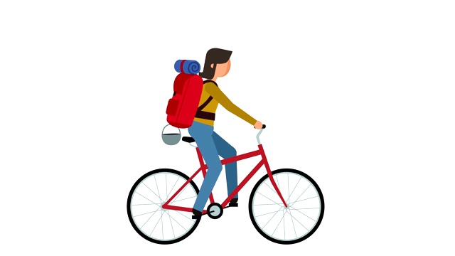 Stick Figure象形图画Girl Girl Riding a Bike骑自行车旅行Character Flat Animation视频素材