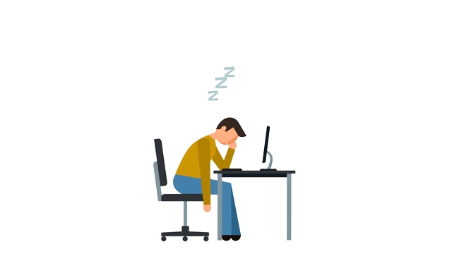 简笔画人物象形图人在工作中睡觉，电脑人物扁平动画视频下载