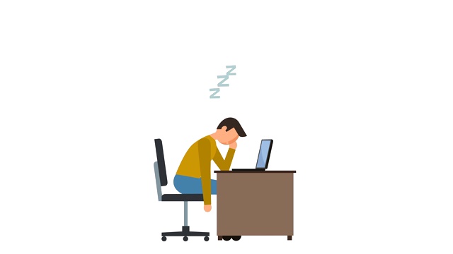 简笔画人物象形图人在工作时在笔记本电脑附近睡觉角色扁平动画视频下载