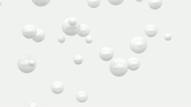 许多白球/球体悬浮白色背景最小运动3d渲染视频下载