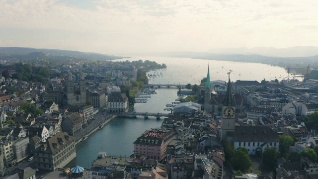 鸟瞰图苏黎世城市景观在瑞士视频下载