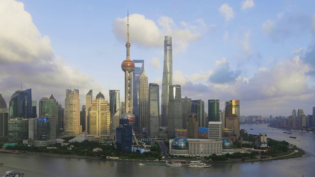 实时4K:上海天际线鸟瞰图视频素材