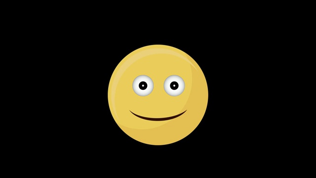 动画表情符号微笑图标孤立在黑色背景。视频素材