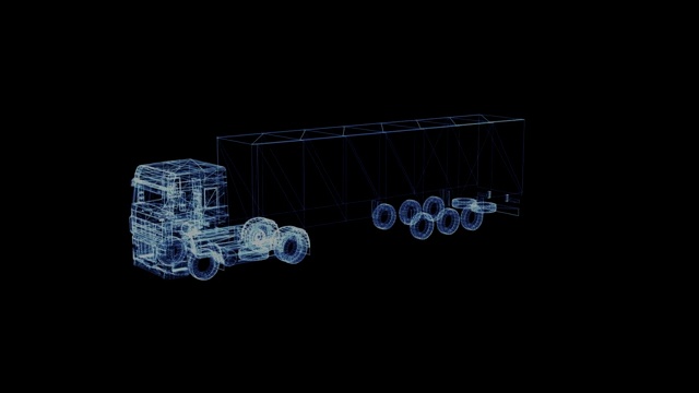 现代TIR卡车的粒子全息图视频下载