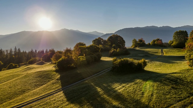 Sunrise Mountains Nature Field瑞士Aerial 4k视频素材